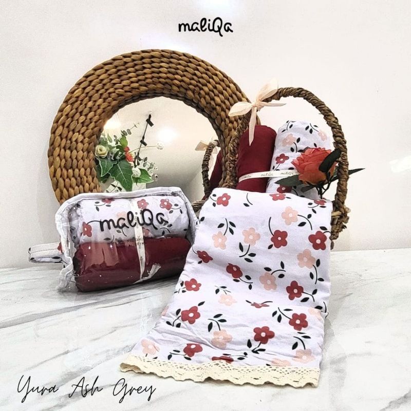 MUKENA DEWASA MALIQA YURA PRAYING SET YURA ASH GREY KATUN RAYON