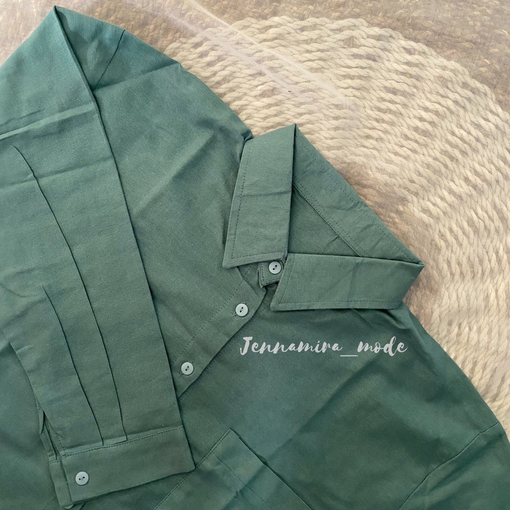 Kemeja Oversize Linen Wanita - Linen Shirt - Atasan Wanita Lengan Panjang - Jennamira_mode