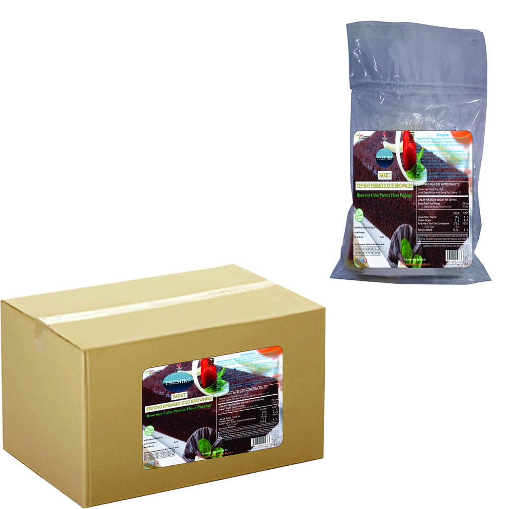 

TEPUNG PREMIX BROWNIES COKLAT MEREK PREMIKS 1 DUS ISI 20 - Komplit Panduan Pembuatan, Kecuali Telur.