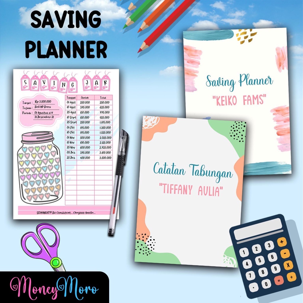 

MoneyMoro Saving Planner 05-06 / Saving Jar / Saving Tracker / Financial Planner / Buku Catatan Keuangan / Buku Tabungan Kode 05-06 Free Pulpen