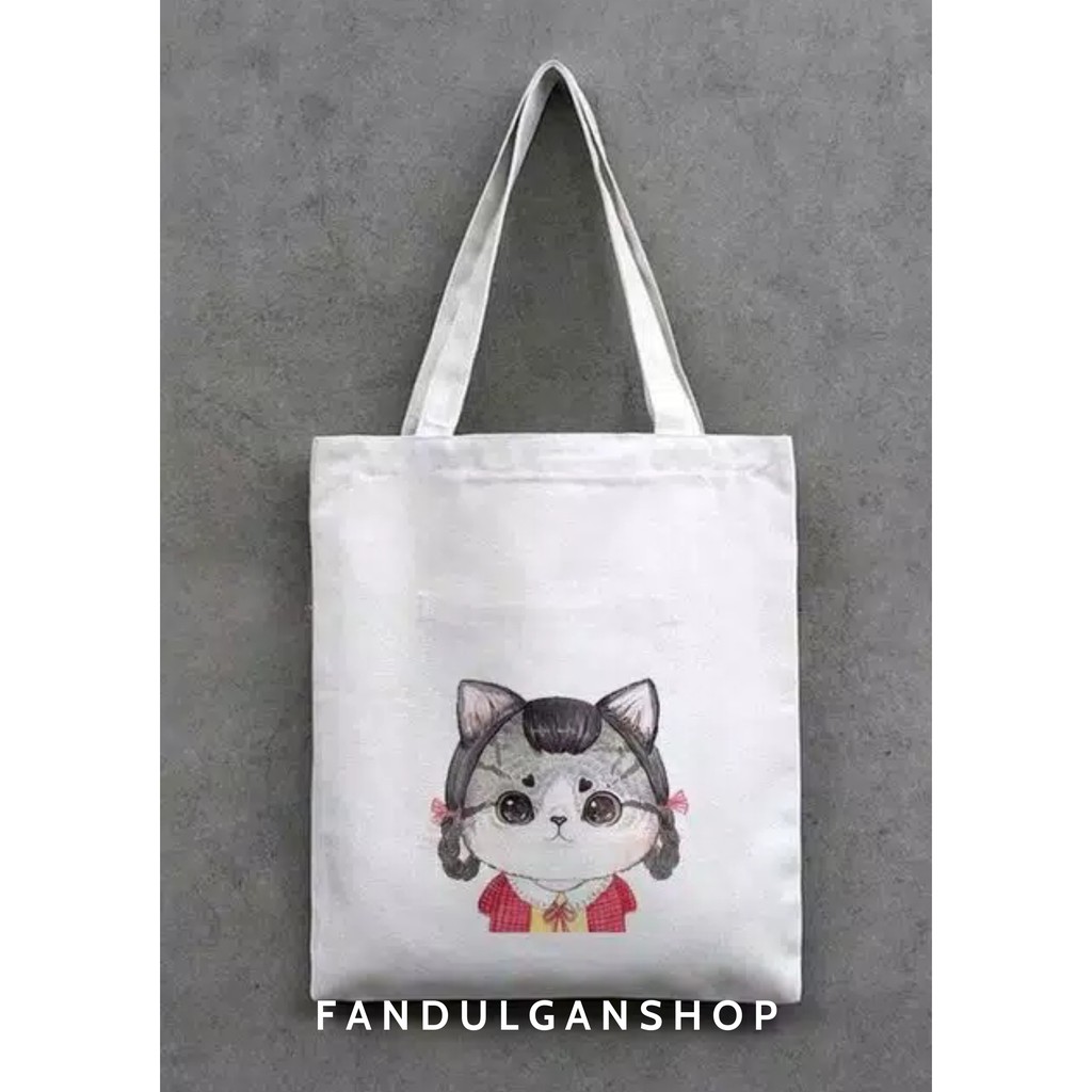 FLASH SALE 7.7 - [RESLETING] TOTEBAG SEMI KANVAS CATFAMILY | IBU KUCING, ANAK KUCING, AYAH KUCING | TOTEBAG SANTAI | TOTEBAG NONGKRONG DAN NGOPI | TOTEBAG KULIAH | TOTEBAG LAPTOP | TOTEBAG DINIR