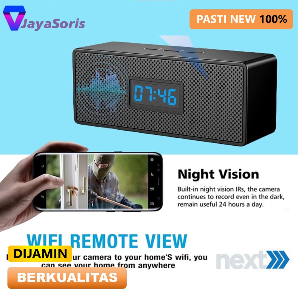 KAMERA PENGINTAI MINI TERSEMBUNYI WIFI TANPA KABEL CAMERA CCTV KECIL WIRELESS PORTABLE SPYCAM SPY HIDDEN CAMERA TERHUBUNG HP BLUETOOTH PENGINTIP MATA2 FULL HD JS161