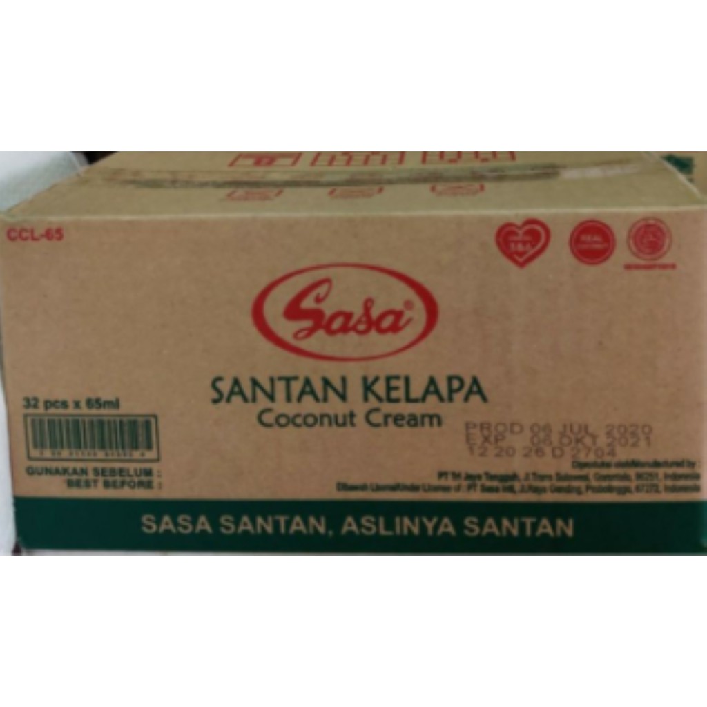 

Sasa Santan Kelapa Cair 65ml Kerucut per dus isi 32pcs