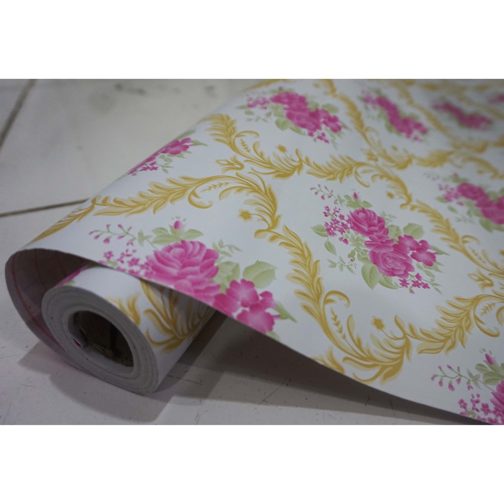 Wallpaper Dinding Motif Rose Ping Ukuran 10 Meter x 45 CM