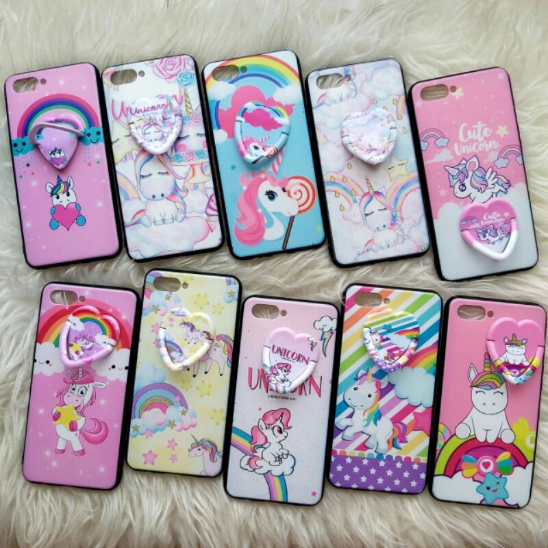 CASE FUZE GLASS UNICORN + IRING LOVE OPPO A1K A52 A92