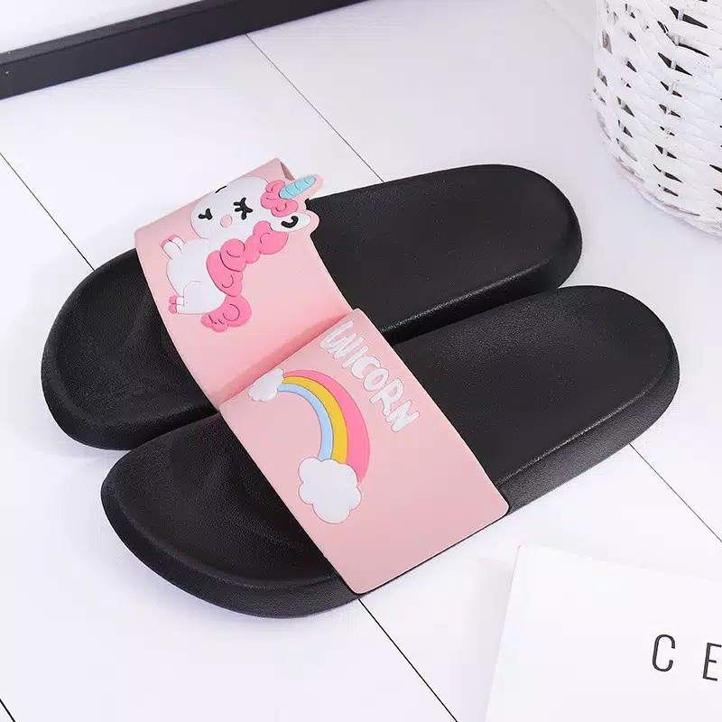 SANDAL DARK UNICORN Sandal selop karet lucu anak, Sandal anak dino lucu