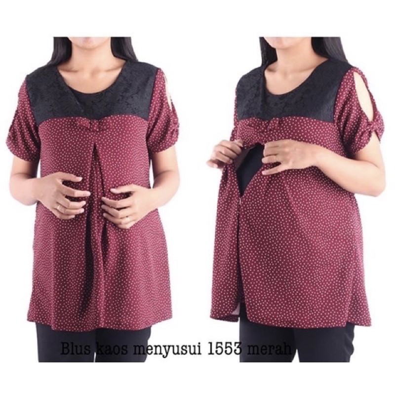 blus menyusui 1553 merah