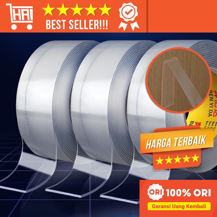 DOUBLE TAPE GEL ISOLASI BENING 2 SISI PEREKAT DINDING TEMBOK TANPA BEKAS SELOTIP AJAIB SUPER KUAT