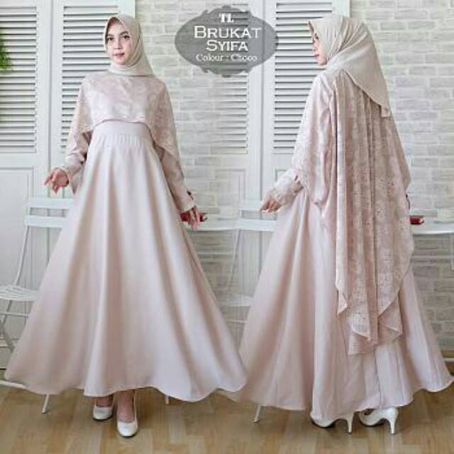 FASHION GAMIS MUSLIM MODERN MODEL TERBARU MASA KINI GAMIS JUMBO MAXI DRESS MUSLIM BRUKAT TANPA HIJAB