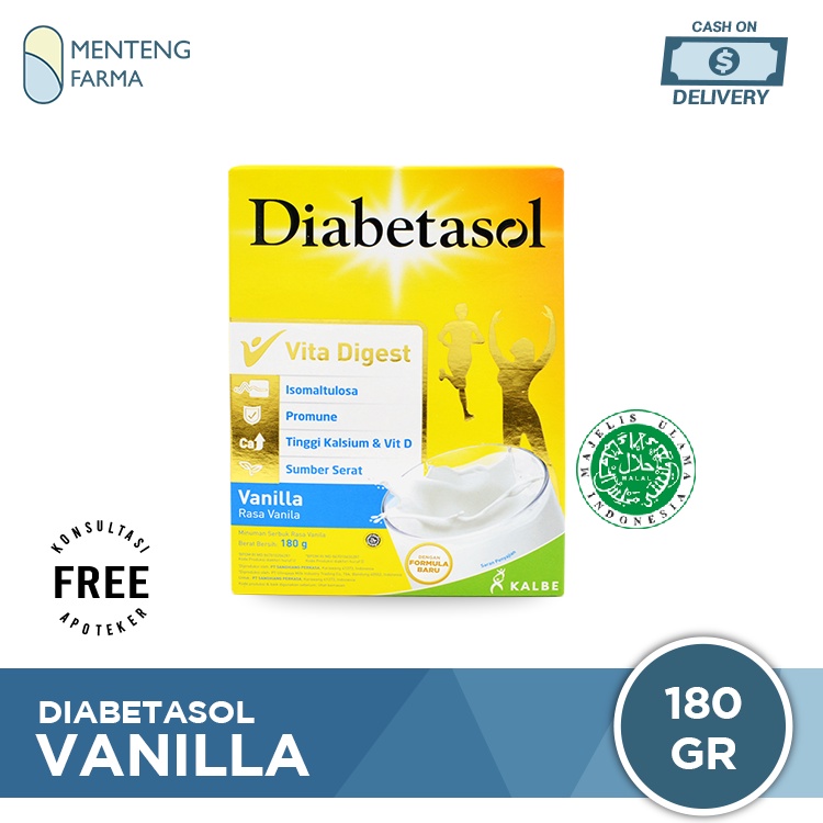 Diabetasol Vanilla 180 Gram - Susu Penambah Nutrisi Khusus Diabetes