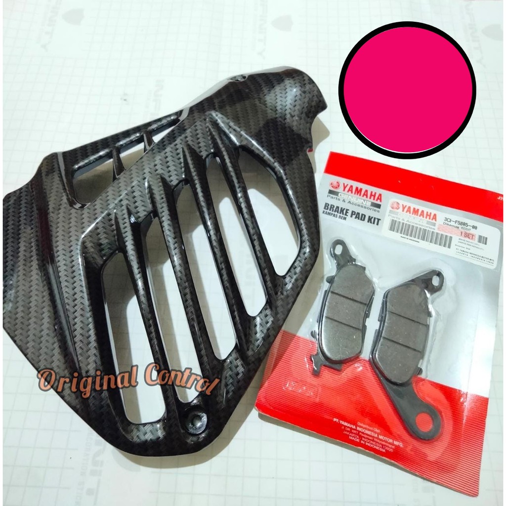 Tutup Cover radiator Nmax Carbon Karbon BONUS Dispad diskpad kampas rem belakang N-max