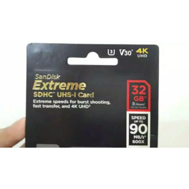 SanDisk Extreme SDHC 32GB Speed 90MBs V30 4K Original