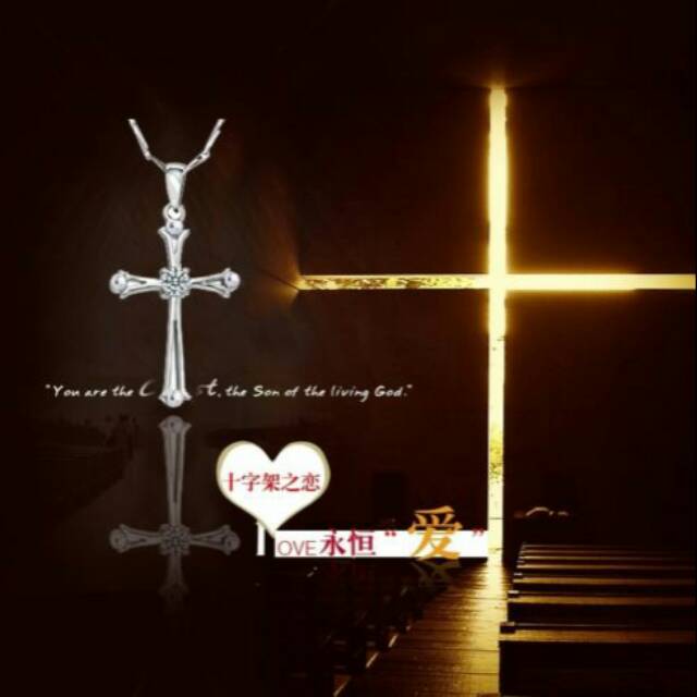 Liontin kalung salib crystal charm fashion korea