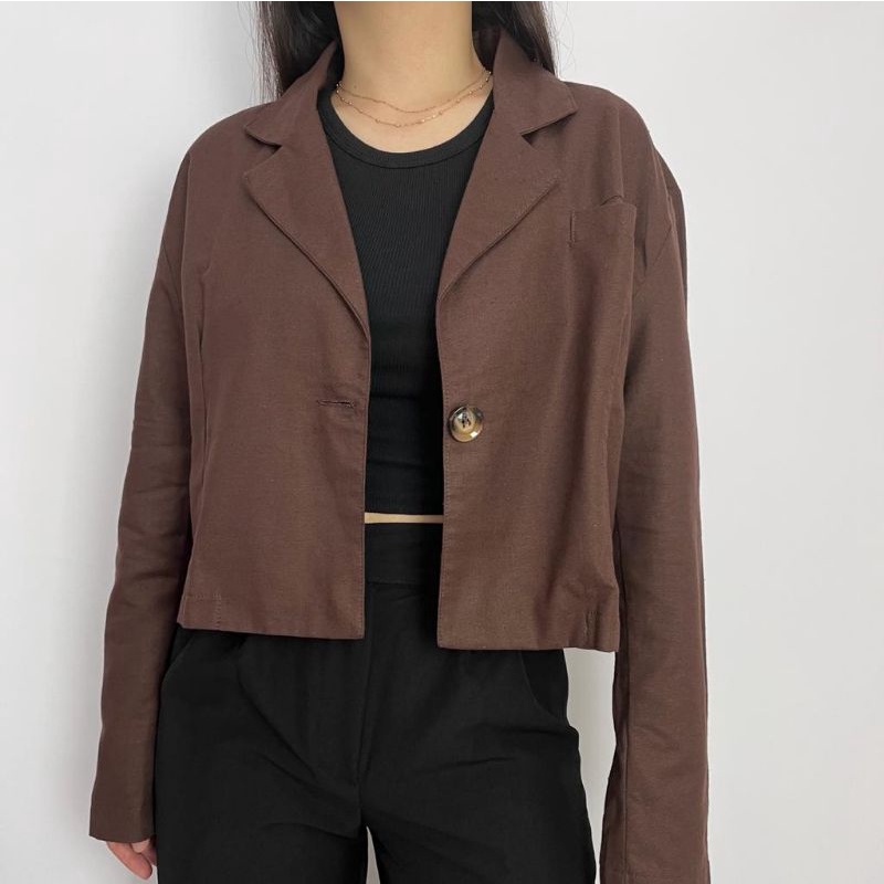 Linen Cropped Blazer