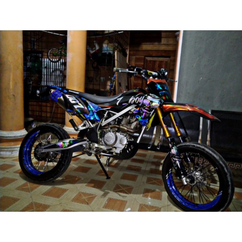 Dekal / Decal hologram/chrome pelangi motor KLX 150BF, D-tracker, CRF150L, Gordon, Wr155 free desain