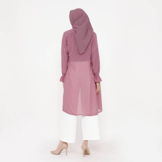 Kardigan polos outer musim panas melindungi kulit km dari matahari dan UV colour dusty pink