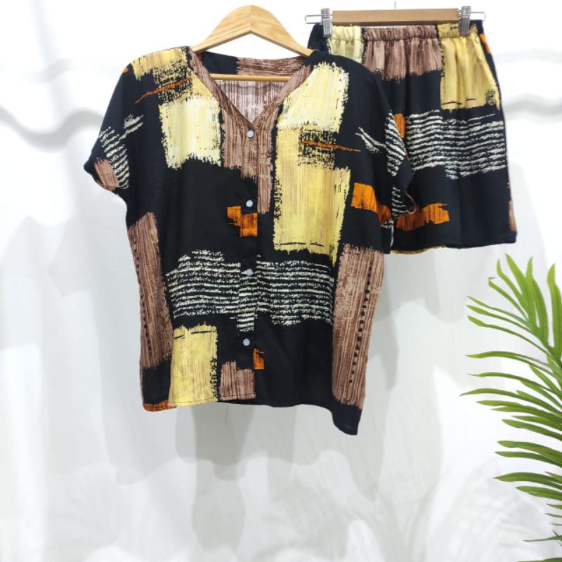 PIYAMA PENDEK RAYON | PIYAMA KANCING | BAJU RUMAHAN MURAH-TB 3
