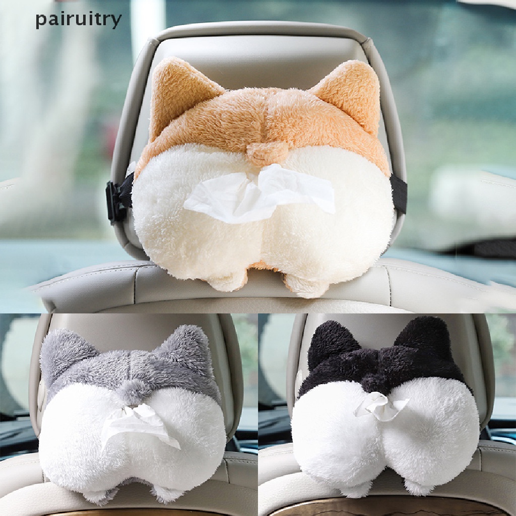 PRT  Creative Corgi Ass Tissue Box Soft Cartoon Napkin Case Cute Animal Car Paper Box PRT