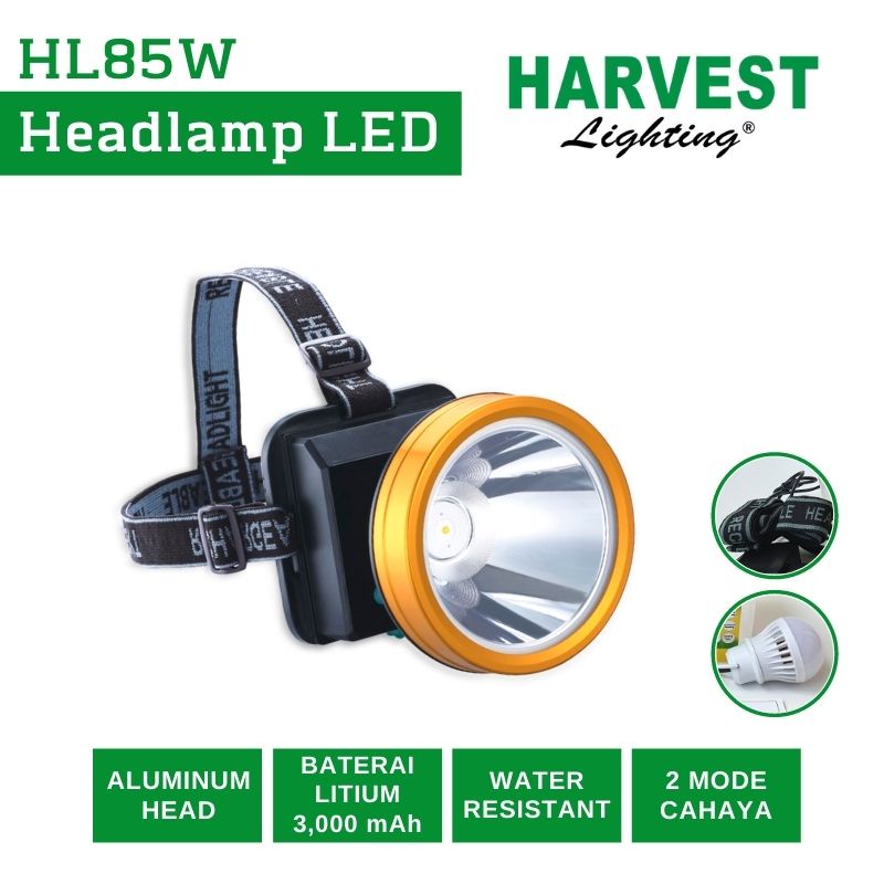 Harvest Lighting Headlamp 85W  Senter Kepala LED Lampu Emergency Rechargeable Original Bergaransi