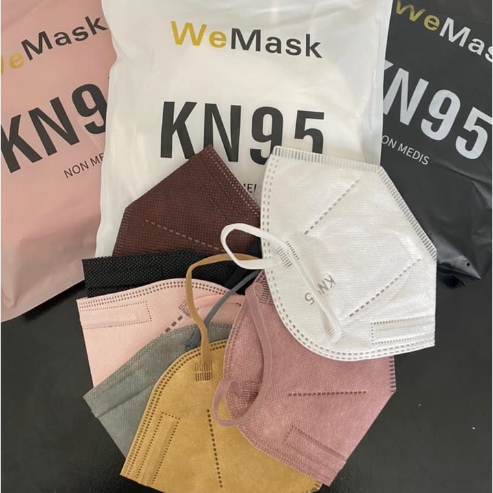 Masker KN95 WARNAISI 10 PCS WeMask Tali Senada Putih Shrimp Pink Black Hitam Grey Abu 5 PLY ORIGINAL