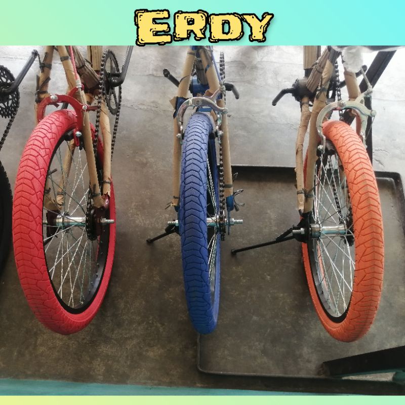 BAN LUAR SEPEDA 20 UNTUK SEPEDA BMX MINION LIPAT UKURAN 20 X 1.95 WARNA HIJAU BIRU merah orange