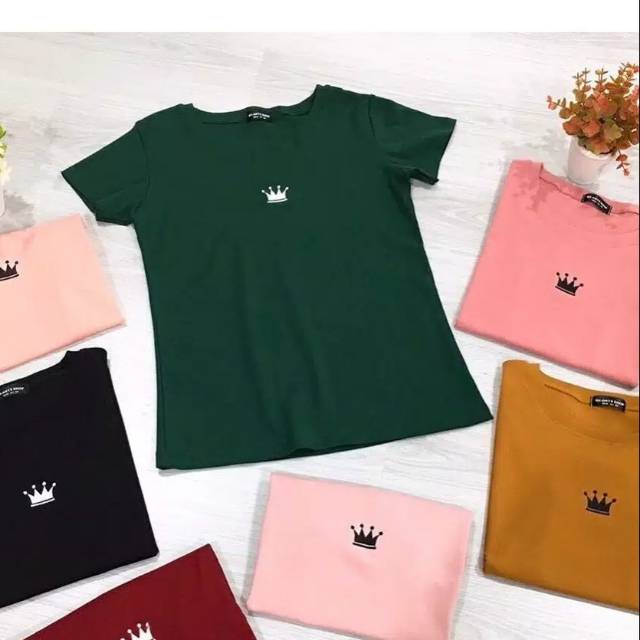 Fourfashion KAOS WANITA ONECK CROWN TEE I  TUMBLR TSHIRT BAHAN SPANDEX