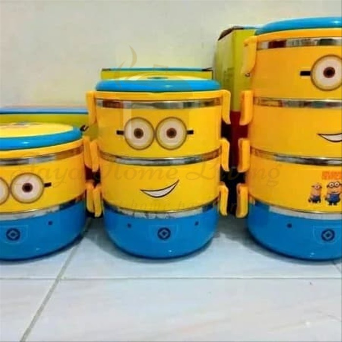 Rantang Tempat Tupperware Piknik Karakter Unik Plastik Murah  Rantang 4 Susun Minion