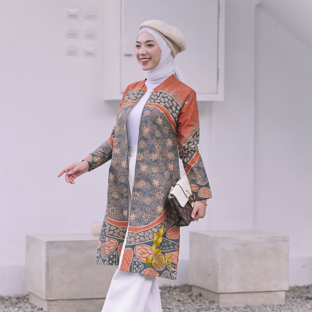 Lila Tunik Batik Wanita Lengan Panjang Model 3 in 1 Original Prabuseno Modern Premium Jumbo Big Size