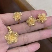 set perhiasan emas asli kadar 875 kendari set emas model bunga kendari