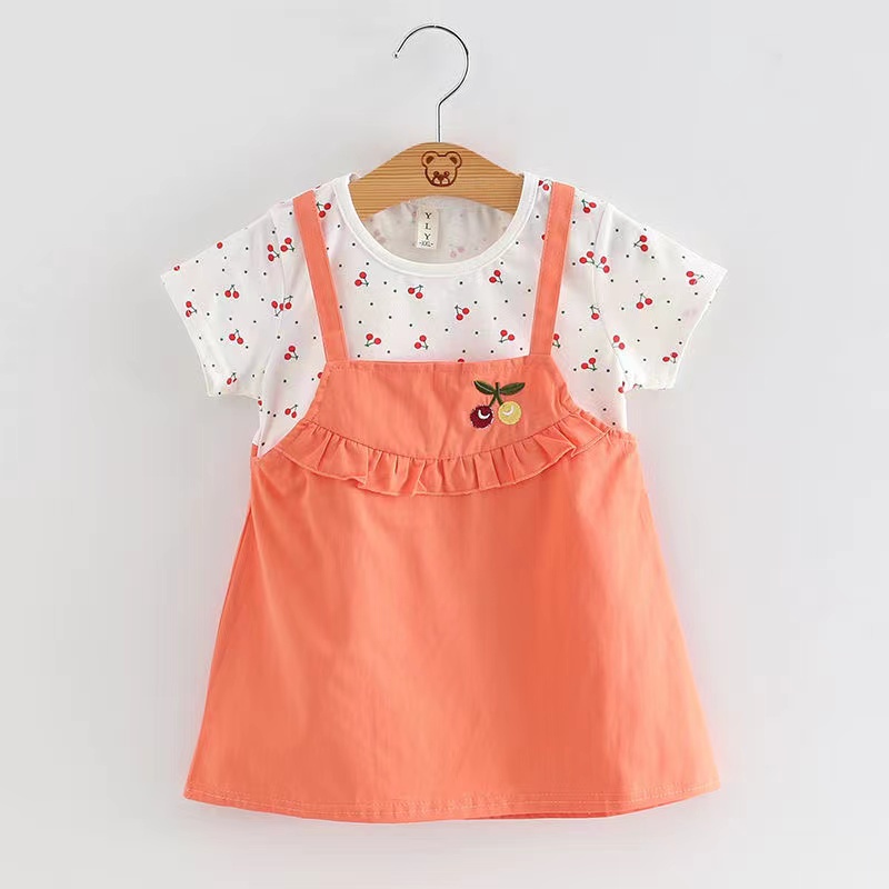 KF CAT Dres Model Jumpsuit anak perempuan motif Cherry Lucu  bahan cotton super lembut fashion high quality 100% Import-2