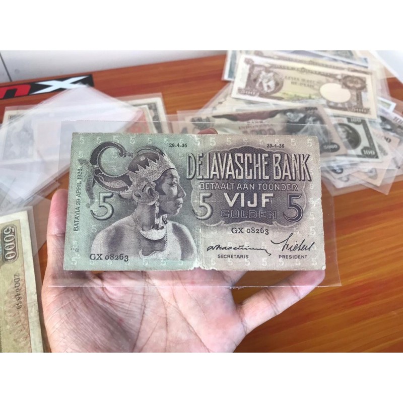 Uang Kuno 5 Gulden Wayang Seri GX IILQV