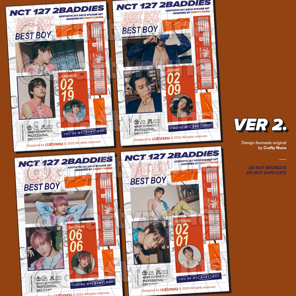 NCT 127 2BADDIES DIY STICKER SET AESTHETIC deco case hp casing kpop dream stiker 2 baddies