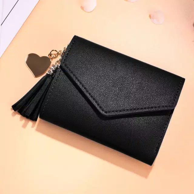 [LOKAL] DOMMO - D1326 DOMPET MADAM - Dompet Lipat Wanita Korea Fashion Batam-Hitam
