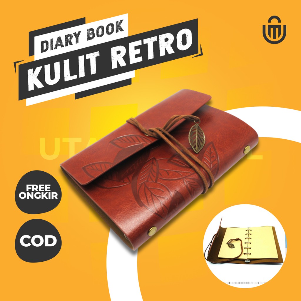 

Diary Book Agenda Buku Catatan Binder Kulit Retro Leaf Kertas A6