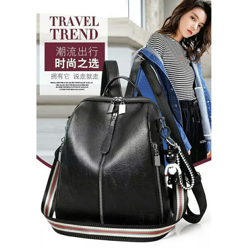 Tas Multifungsi Wanita Ransel Fashion Korean Stylish Kulit Lembut Varian Hitam Coklat