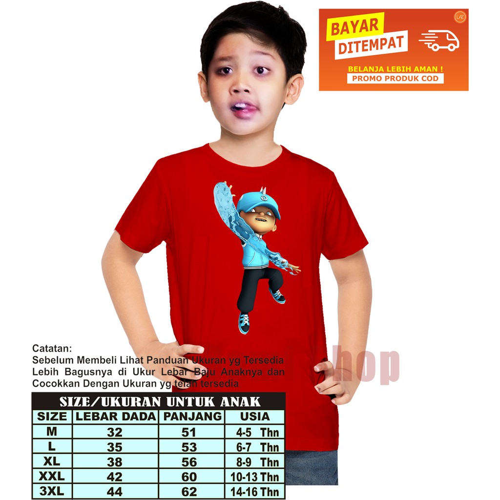 Baju Kaos Anak Laki-Laki/Perempuan Boboi-Boyy Air Bahan Catton Combet 20S