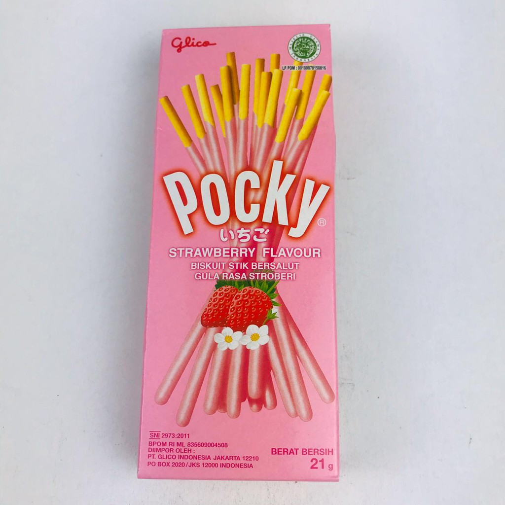 Glico Pocky / Biskuit Stik Bersalut Krim / Biskuit Stik Rasa Strawberry / 21gr