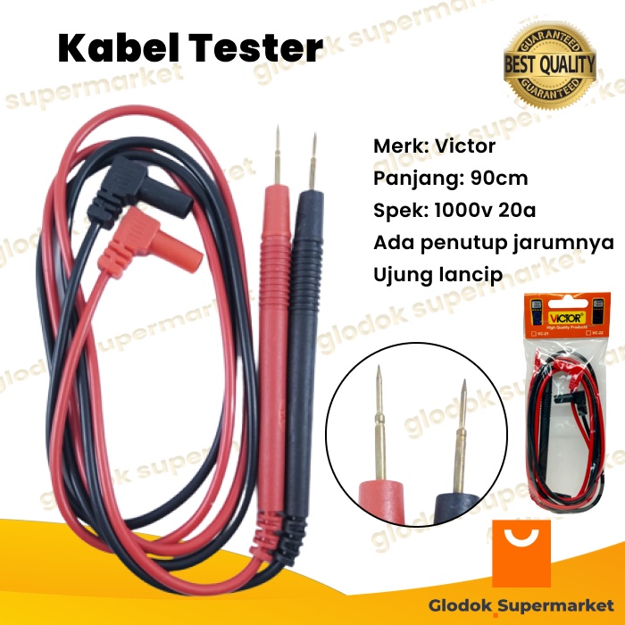 Kabel Tester Victor 1000 Volt 10a 90cm Probe Lancip 1000v 10 Ampere Kualitas Super Ujung Runcing