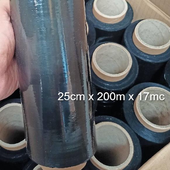 

Stretch FIlm Hitam 25cm x 200m Plastik Wrapping Tebal Plastic wrap Bungkus koper Bandara Black