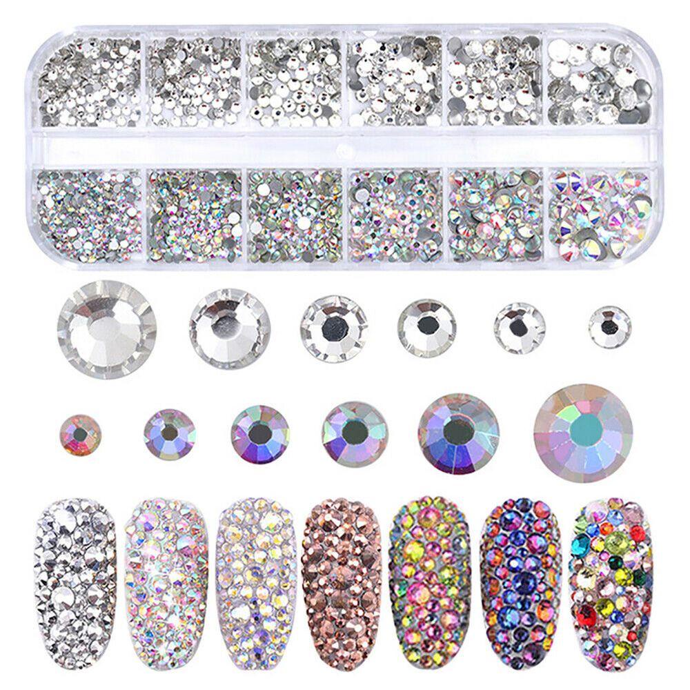 AUGUSTINA Agustina Nail Art Dekorasi Sequin 3D Strass Flatback Rhinestones DIY AB Color Clear Crystal Manicure