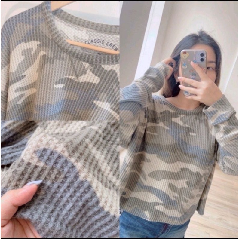 AEROPOSTALE CAMO CROP SWEATER