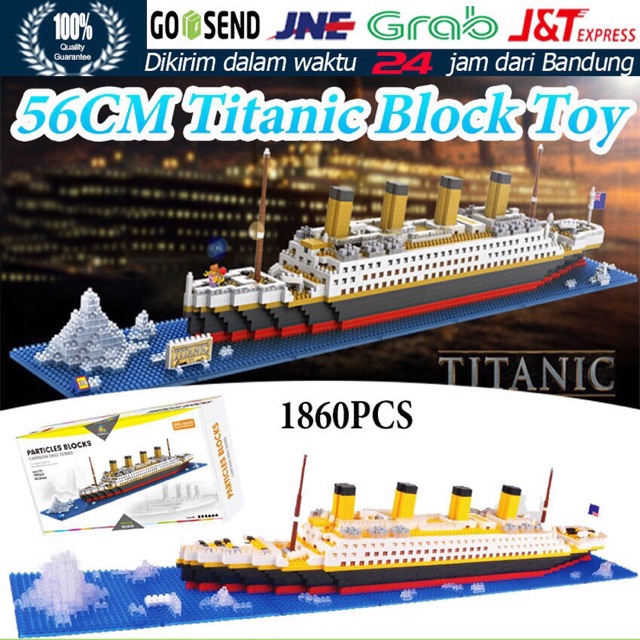 1860pcs Titanic Model Kapal Pesiar DIY Blok Bangunan Bata KIt Anak Anak Mainan Pendidikan
