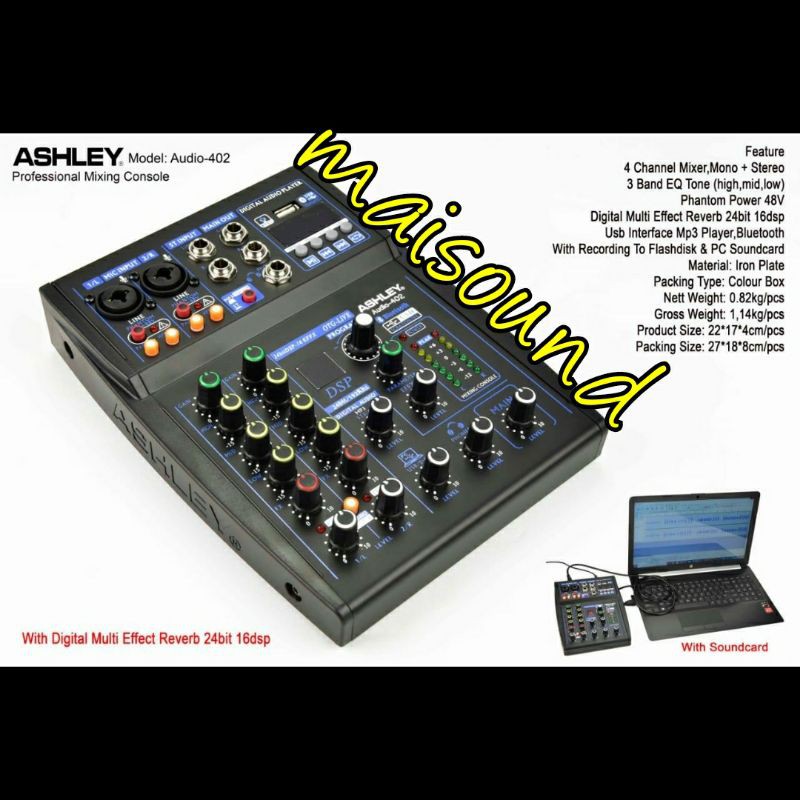 MIXER ASHLEY AUDIO 402 MIXER ASHLEY AUDIO402 4 CHANNEL BLUETOOTH USB