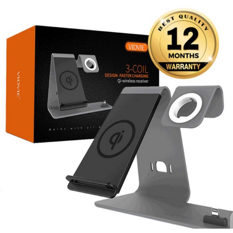 Vidvie 3in1 Qi Wireless Receiver Charger 3 Coil Fast Charging