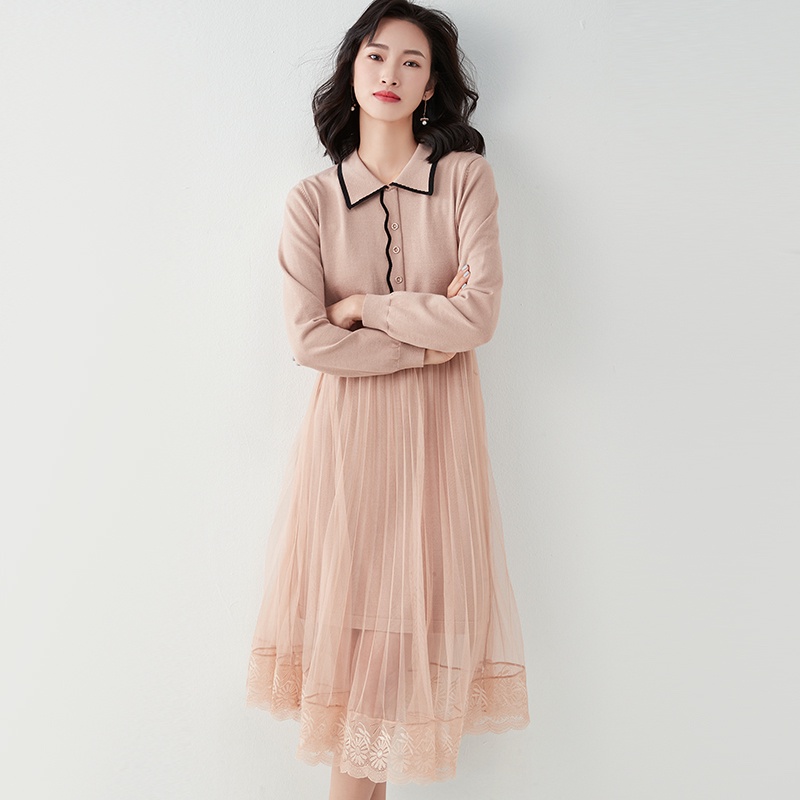 【Elegant】Korean Swittching Lace Dress 2303