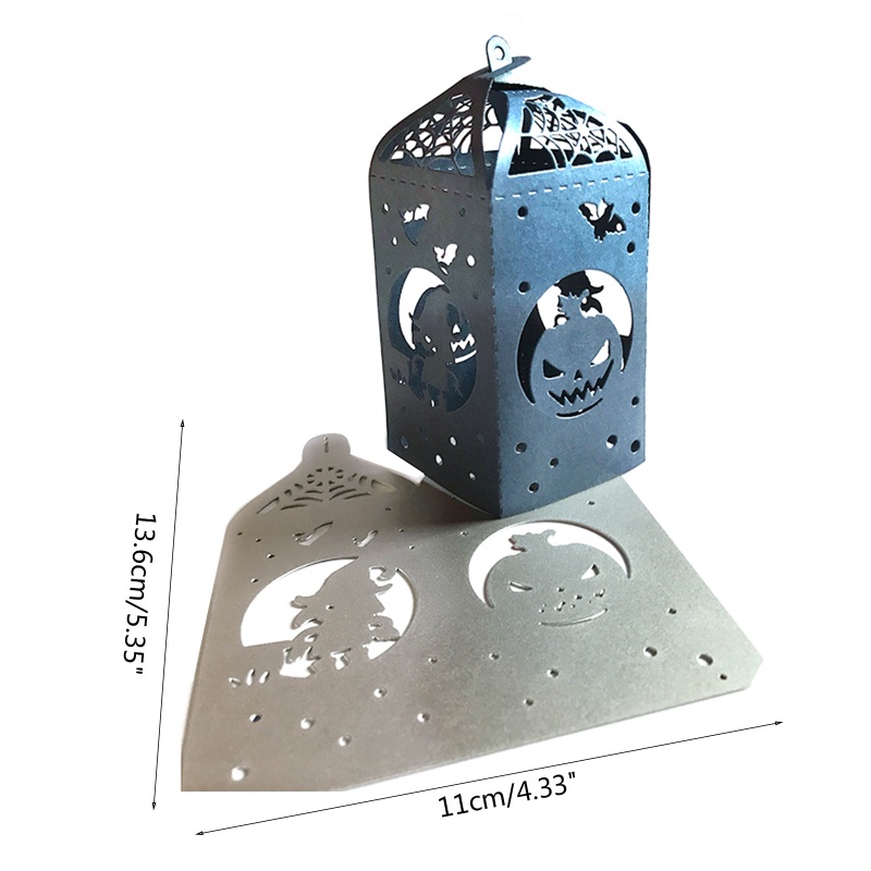 Zzz Cetakan Stensil Cutting Dies Motif Lentera Labu Halloween / Penyihir Untuk Scrapbook / Craft Handmade