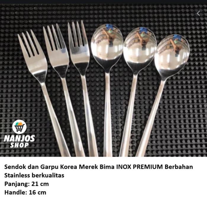 Bima Garpu Makan Korea Panjang Korean Fork 1 Set Isi 3 Pcs Inox Premium KR216004