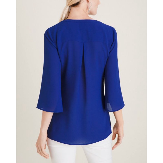 Chicos flutter sleeve crepe top