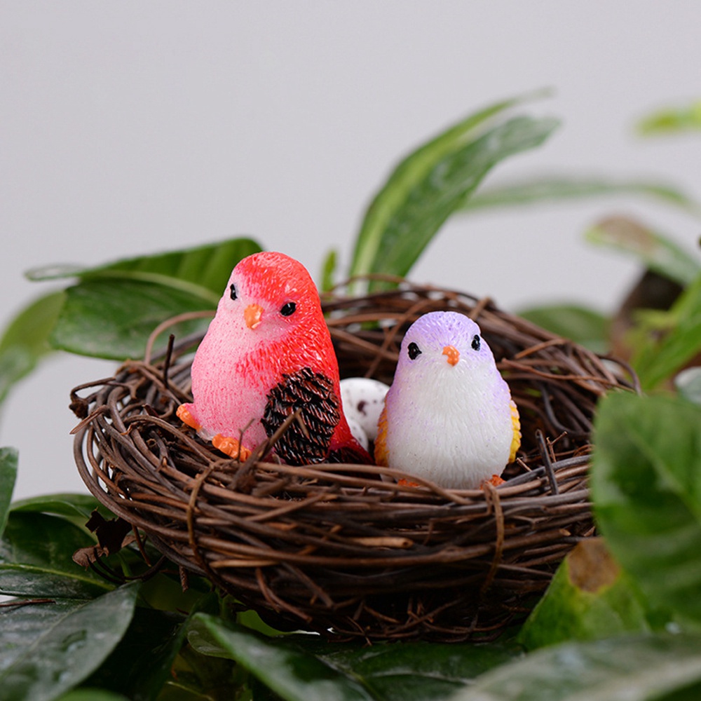 REBUY Mini Miniature Figurines Craft Fairy Garden Decor Micro Landscape Cute DIY 4pc/set Little Birds Glass Ornaments Dollhouse Home Decor