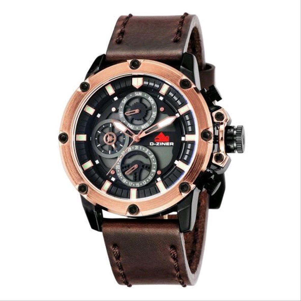 Promo JAM TANGAN PRIA LEATHER D-ZINER CRONO AKTIF ORIGINAL WATER RESISTANCE Berkualitas